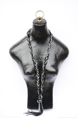 Jemma (#100) black leather and chain