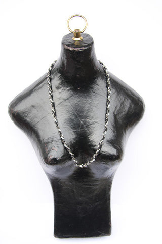 Jenny (#101A) Silver plated chain braied with black leather