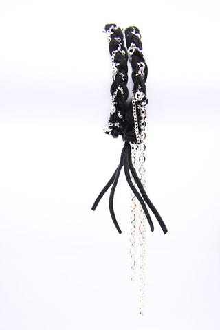 Angie (#104) Black braided leather and chain