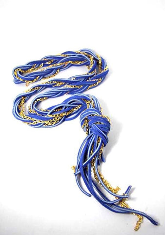 Eva (#108) Blue leather with gold chain