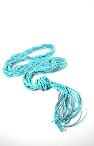 Beau (#110) Turquoise leather with silver chain