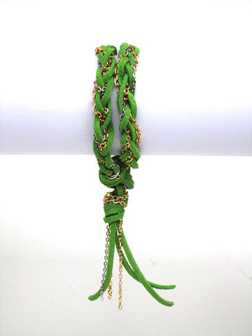 George (#117) Green leather with silver and gold