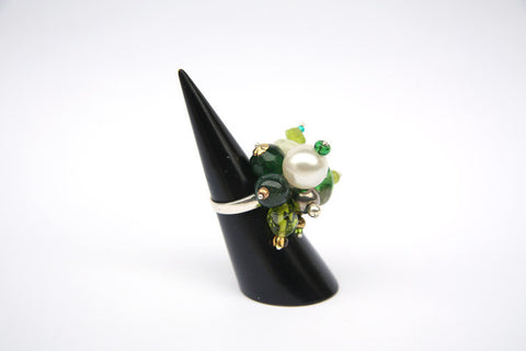 Monique (#502) Green & gold cluster cocktail rings