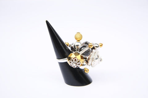 Onxy (#503) Gold, Silver & Black cluster rings