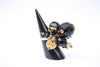 Natashka (#501) Black & gold tone cluster rings