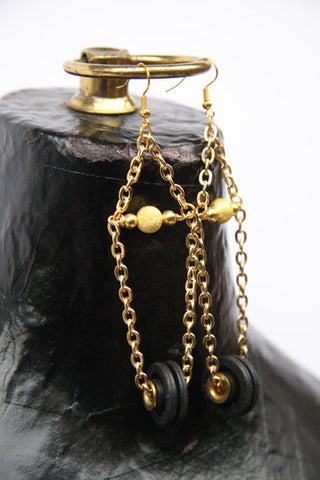 Genova (#600) Rubber gromet & gold accent earrings