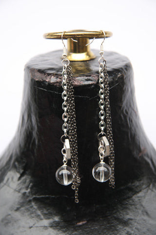 Kelsey (#603) Quartz & gunmetal earrings