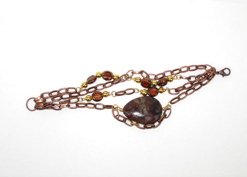 Natalie (#820) Garnet opal with copper & metallics