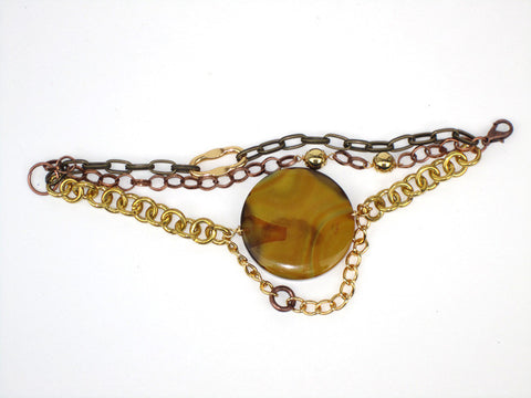 Odessa (#821) Yellow agate with copper, brass and gold